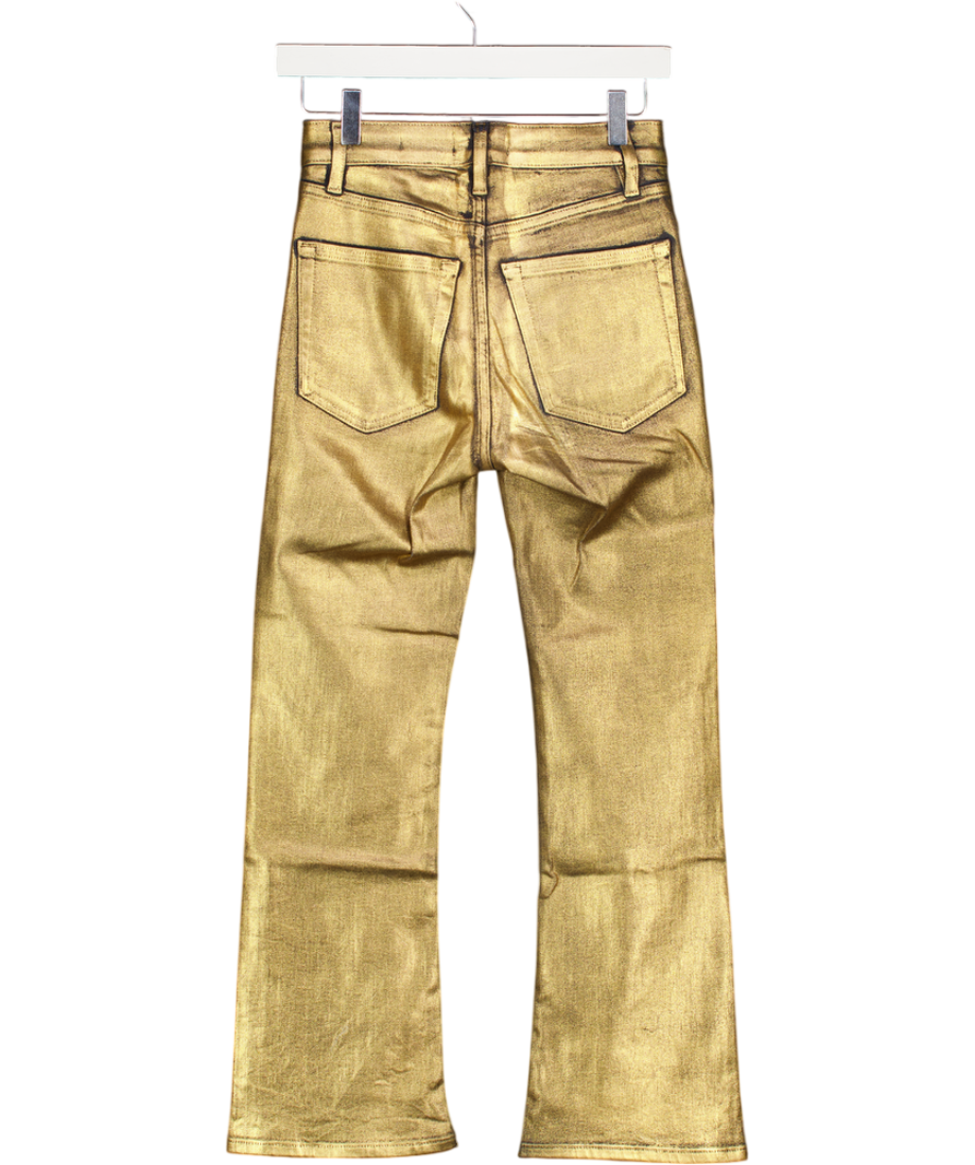 FRAME Le High Straight Metallic Cropped High-rise Straight-leg Jeans W25