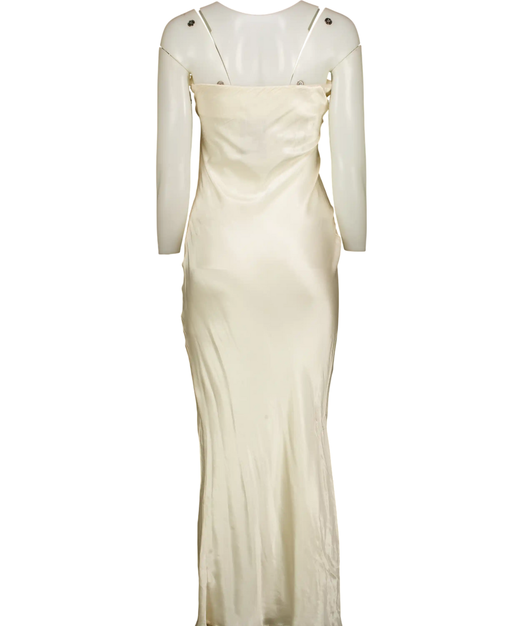 Sndys Cream Satin Bandeau Slip Dress UK 8