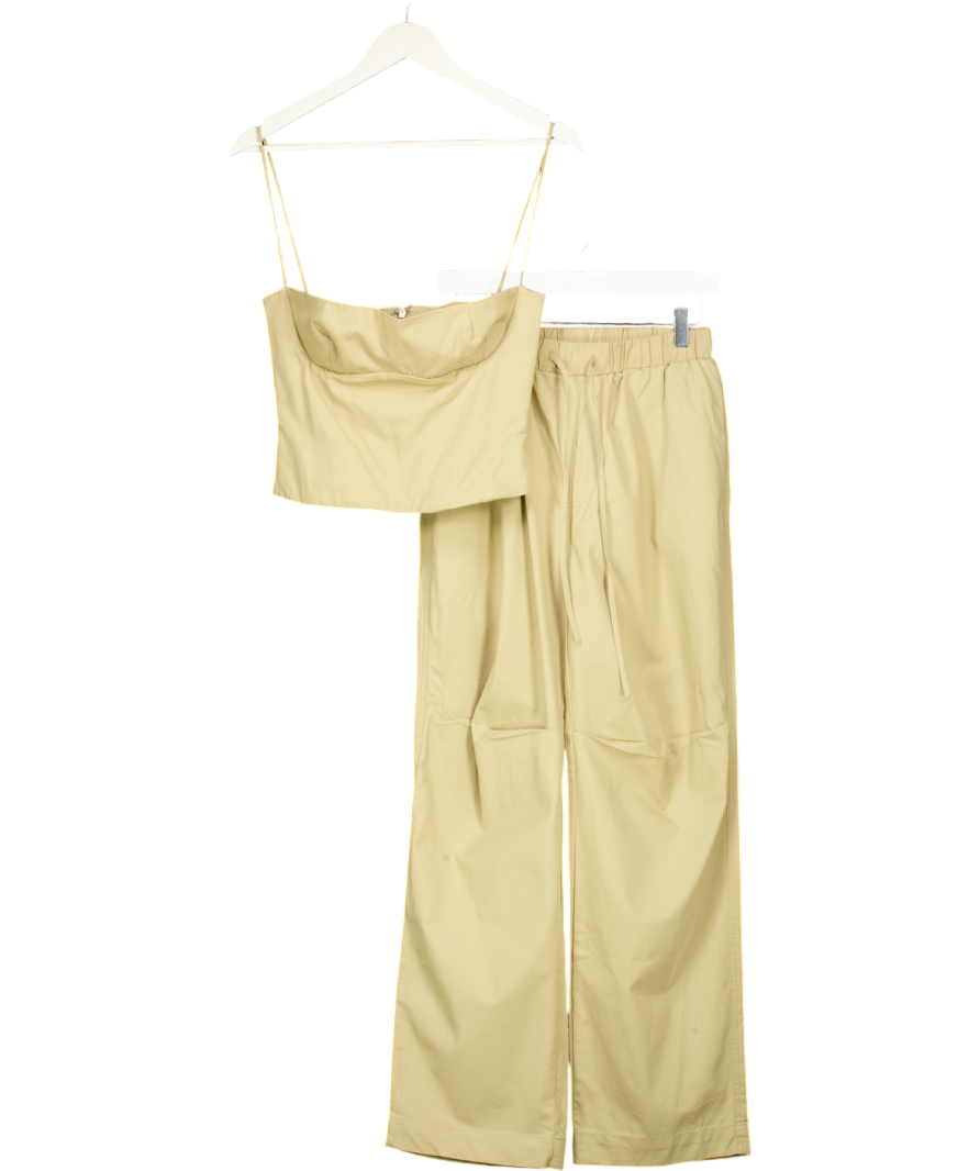 HOUSE OF CB Beige 2-piece Camel Audette Structured Corset Top & Luna Cargo Trousers Set UK S