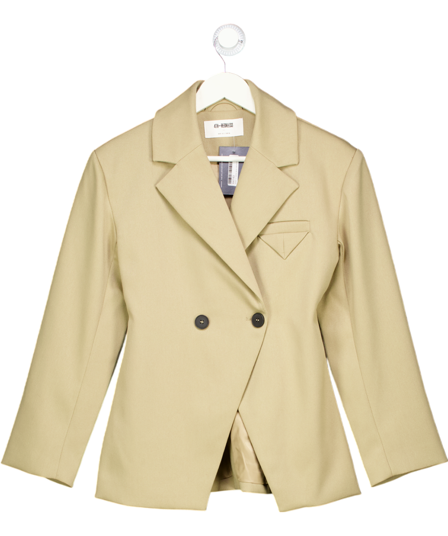 4th & Reckless Beige Reese Cinched Waist Tailored Blazer UK 8
