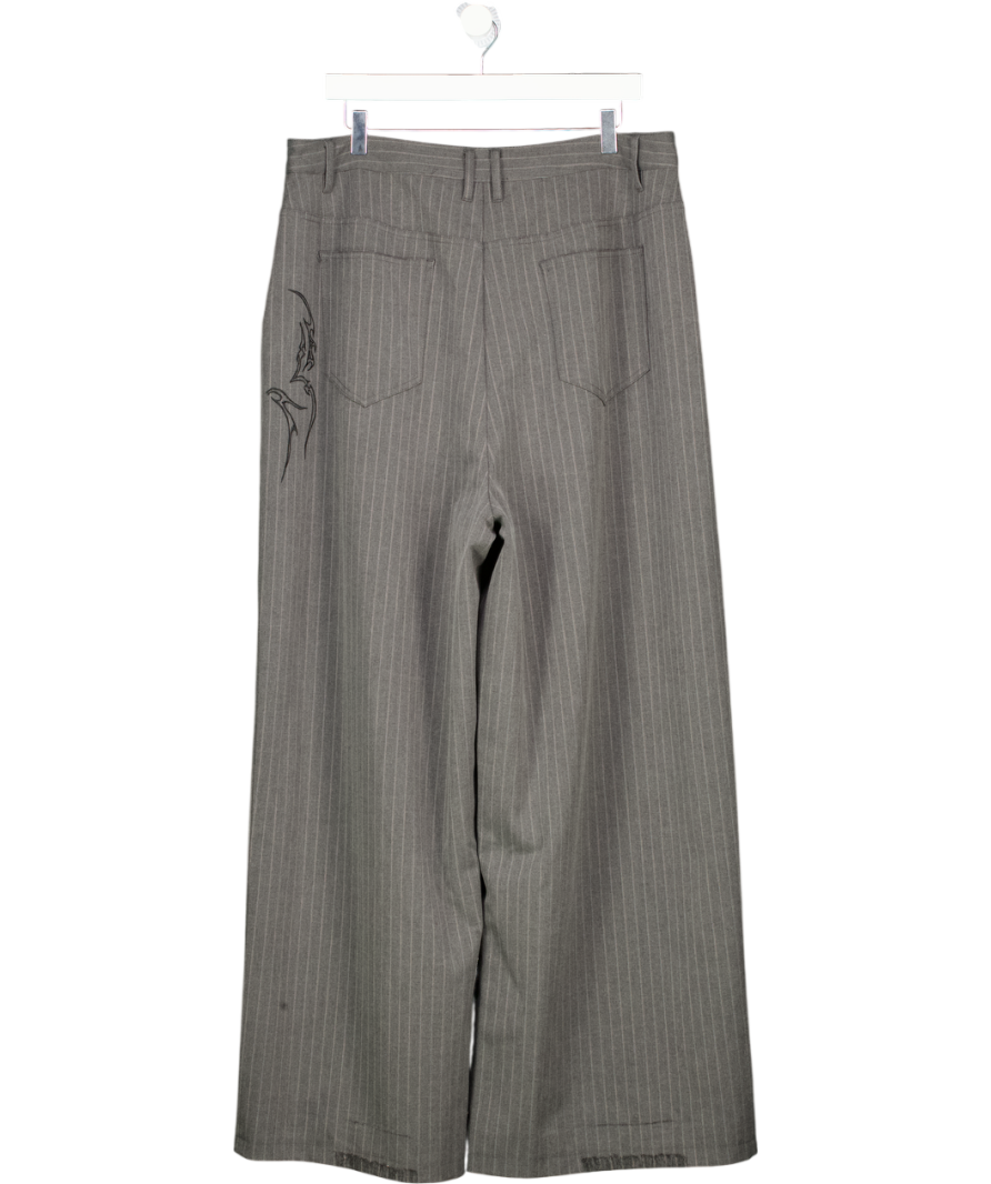 JADED LONDON Grey Tattoo Pinstripe Goliath Suit Trousers W34