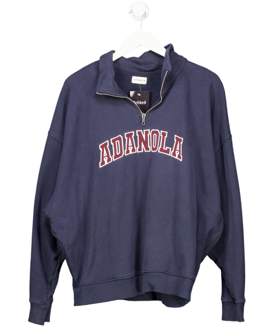 Adanola Blue Varsity Relaxed Funnel Neck Zip Sweatshirt UK XL