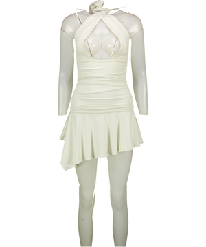 Mars the Label White Cream Halter Neck Mini Dress UK 8