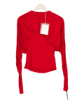 16ARLINGTON Red Anve Gathered Jersey Top UK 8