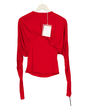 16ARLINGTON Red Anve Gathered Jersey Top UK 8