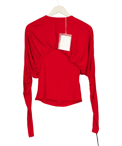 16ARLINGTON Red Anve Gathered Jersey Top UK 8