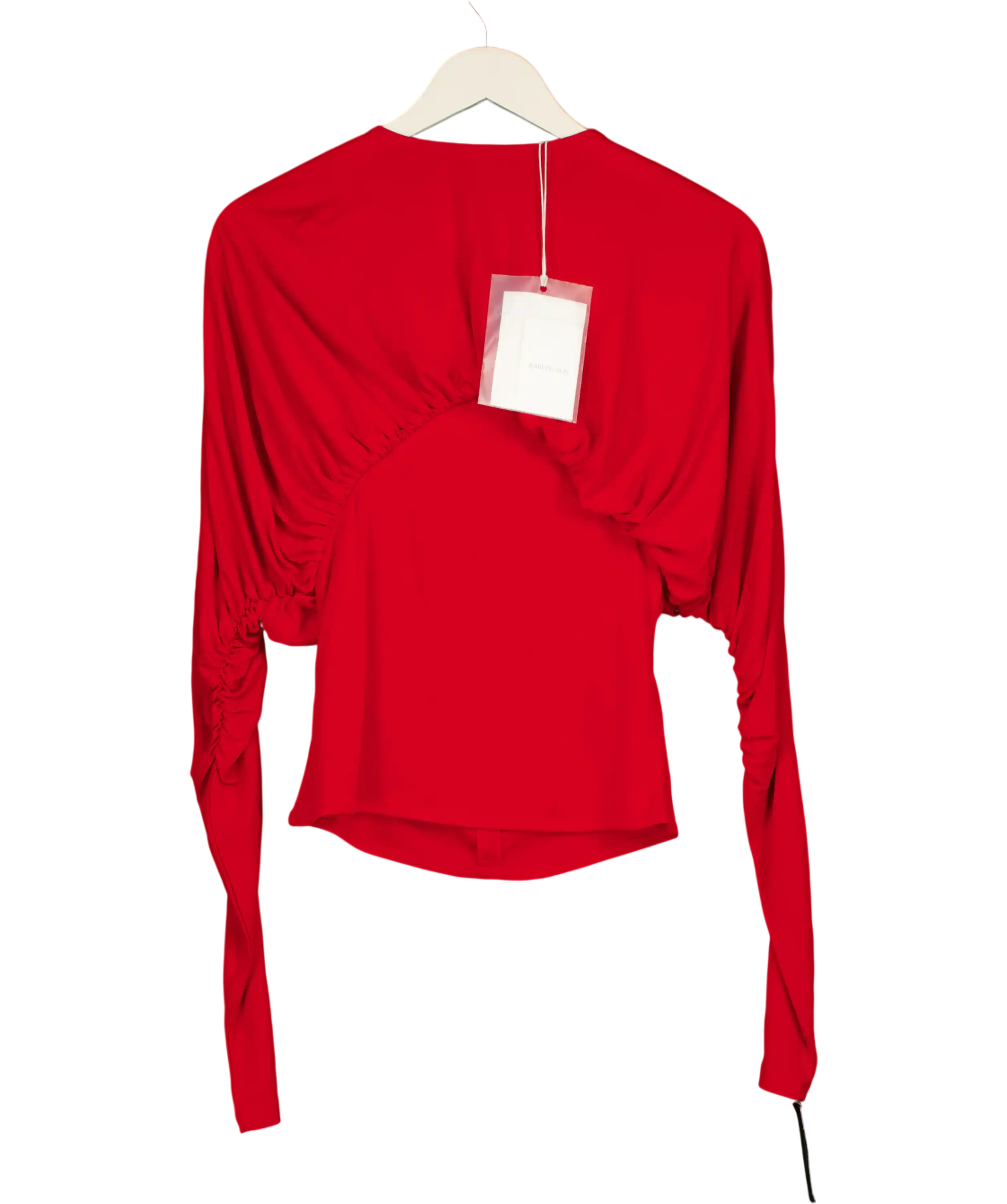 16ARLINGTON Red Anve Gathered Jersey Top UK 8
