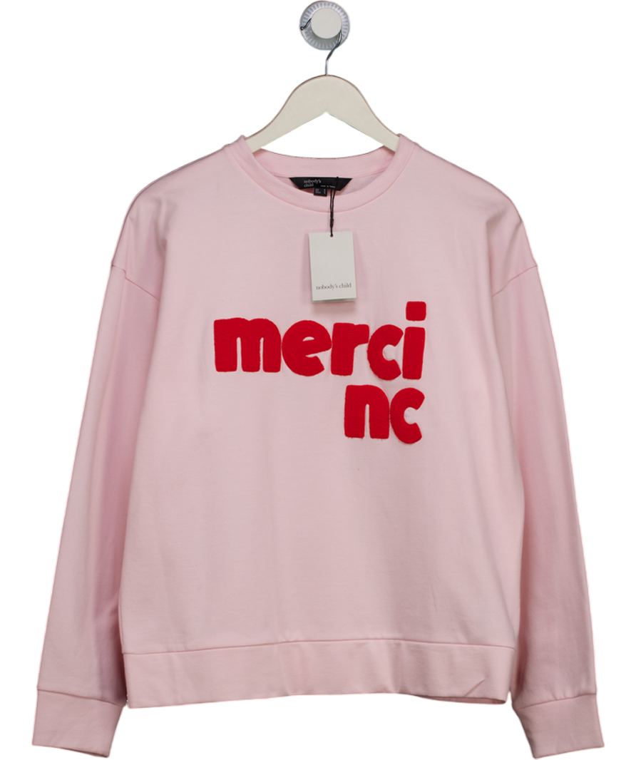 Nobody's Child Pink Organic Cotton Merci Slogan Sweatshirt UK S