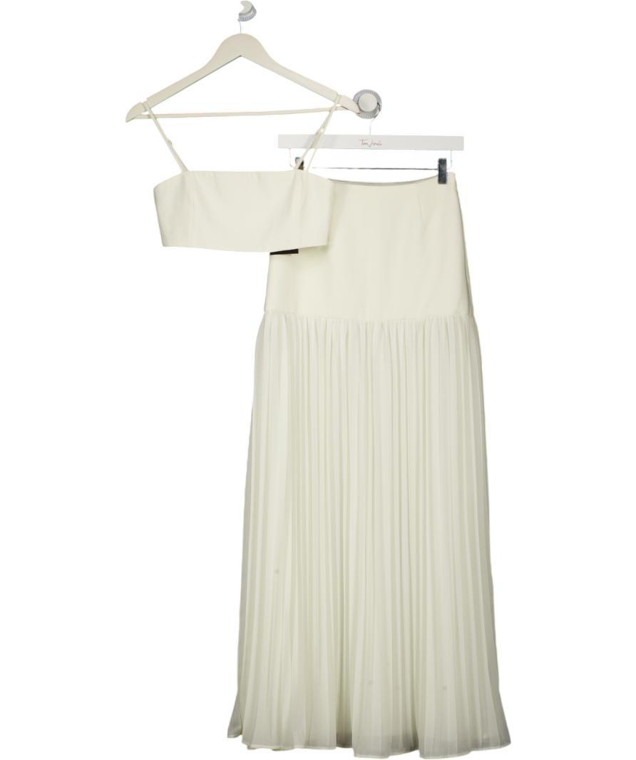 MESHKI 2-PIECE Cream Crop top & Pleated Hem Maxi Skirt Set UK XS