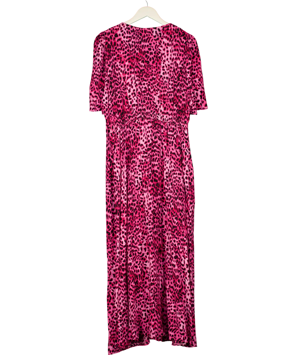 SCAMP & DUDE Bright Pink Cheetah Angel Sleeve Midi Tea Dress UK 20