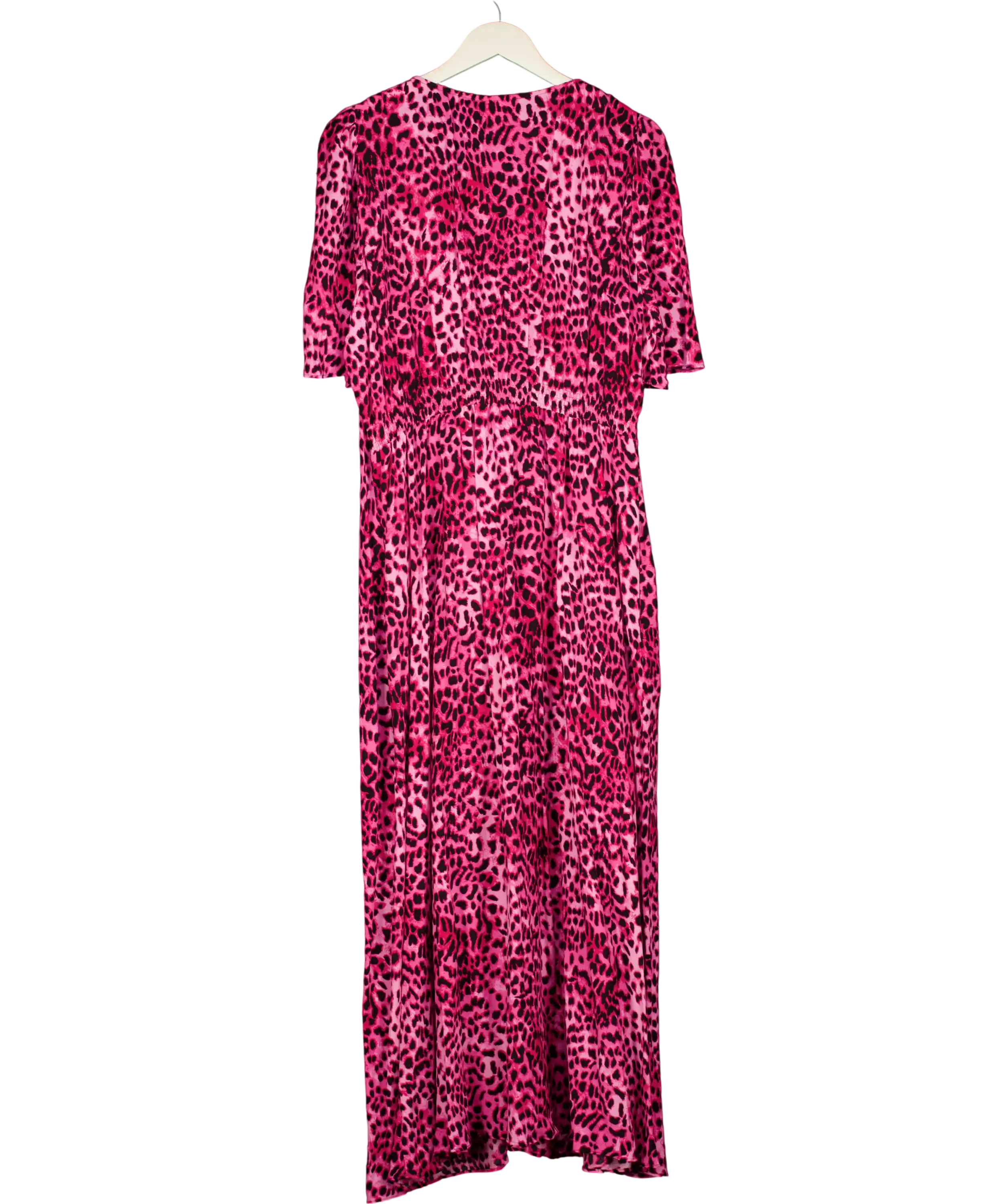 SCAMP & DUDE Bright Pink Cheetah Angel Sleeve Midi Tea Dress UK 20