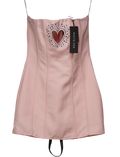 White Fox Pink I Love You Embellished Strapless Mini Dress UK S