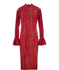 HOUSE OF CB Berry Red Lace Midi Dress UK S