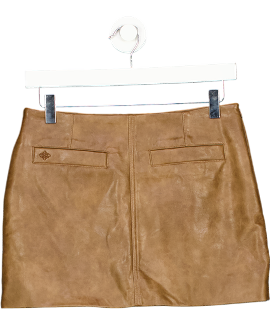 The Couture Club Brown Faux Leather Mini Skirt UK 6