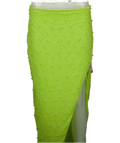 Oh Polly Lime Green Pearl Beaded Embellished Maxi Skirt UK 10