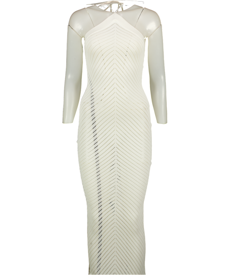MURCI Remy Chevron Knitted Maxi Dress In White UK 6