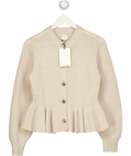 JOHN LEWIS Beige Wool Blend Peplum Cardigan With Gold Button Detailing UK 10