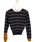 SELFWHO Navy Blue Tencel-cotton Blend Striped Knit Cardigan UK S