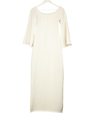 BOA Cream Crochet Knit Off Shoulder Maxi Dress UK S