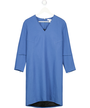 Nicole Farhi Blue V-neck Wool Long Sleeve Shift Dress UK 12