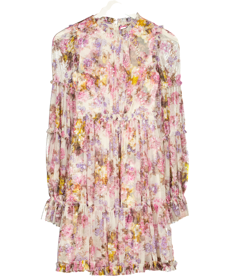 Needle & Thread Multicoloured X Jasmine Hemsley Harmony Floral-print Recycled Tulle Mini Dress UK 4