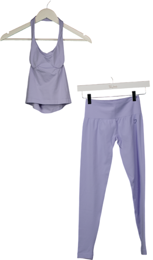 gymshark Purple Soft Sculpt Halterneck Tank With Shelf And Soft Sculpt Leggings UK XS