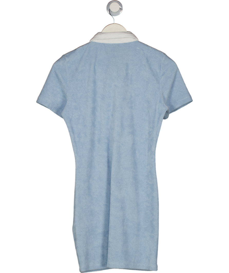 NA-KD Blue X Josefine Hj Textured Terry Shirt Dress UK XS
