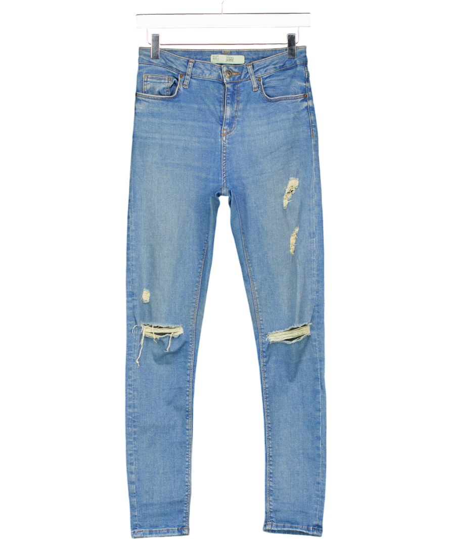 Topshop Blue Distressed Jamie High Rise Skinny Jean W28