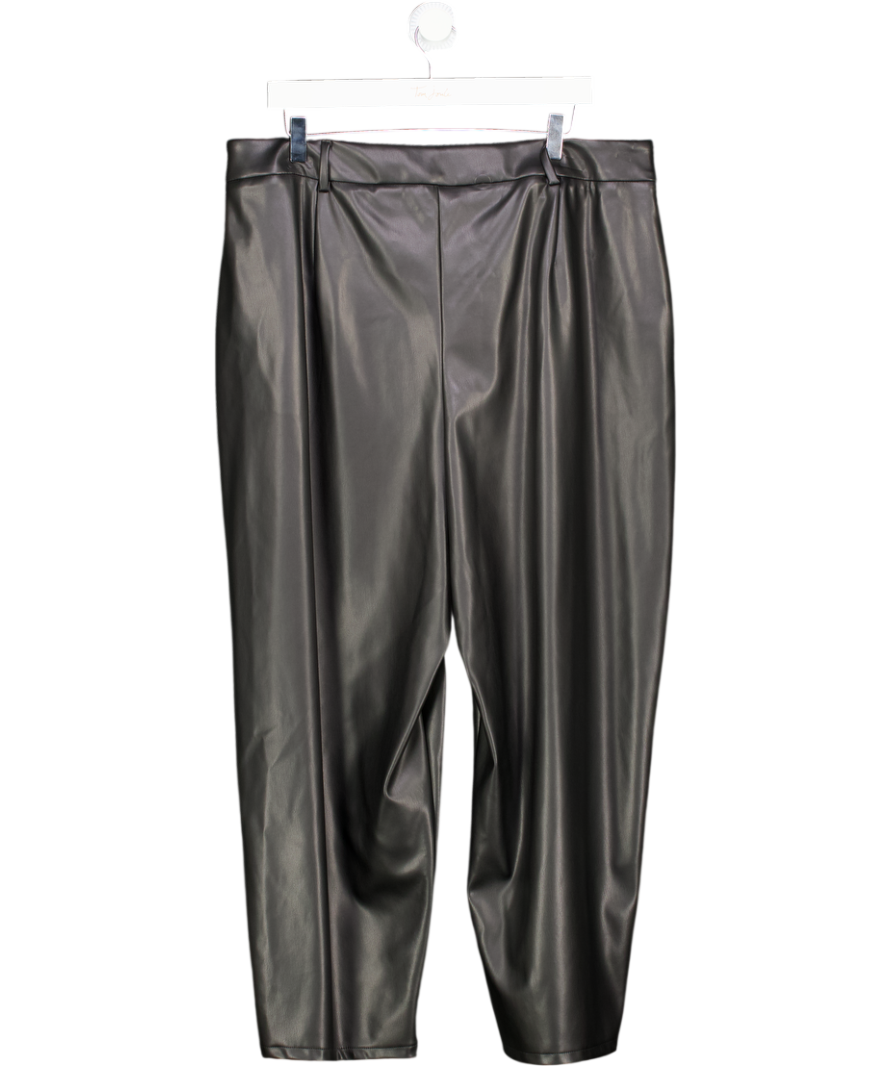 F&F Black Faux Leather Pleated Barrel Leg Trousers UK 18