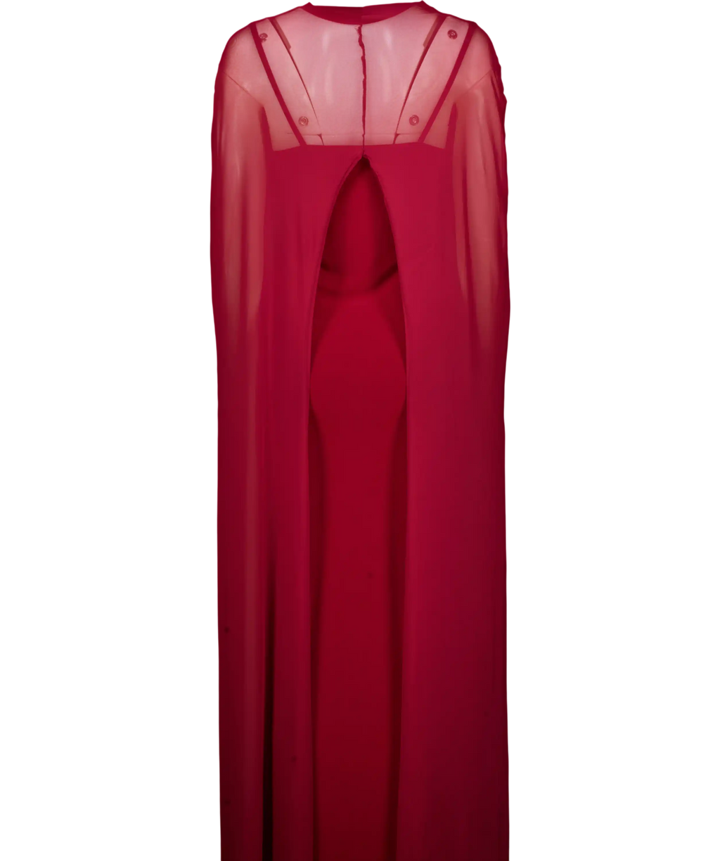 ASOS Dark Red Exaggerated Cape Maxi Dress UK S