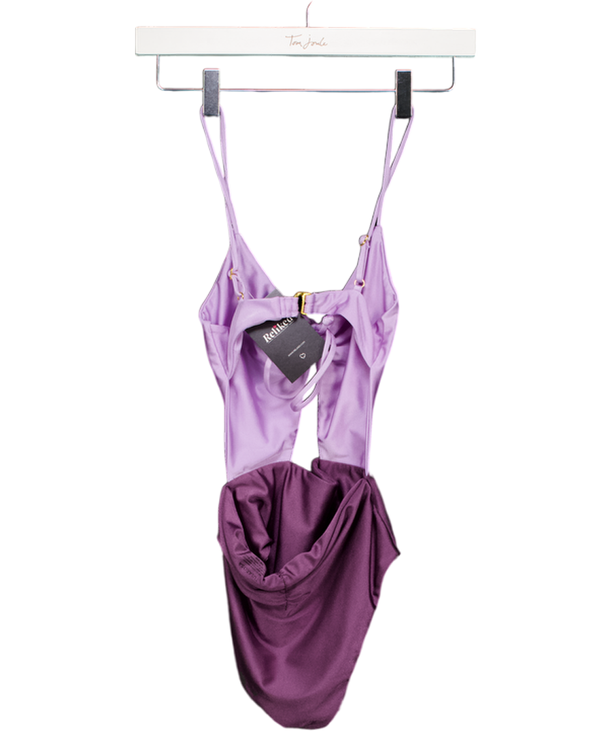 TULAROSA Purple Cut Out One Piece Swimsuit UK XS