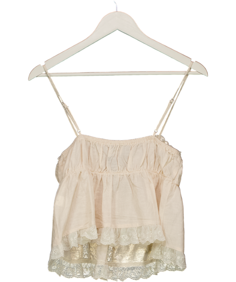 ZARA Cream Lace Inset Cami Top UK S