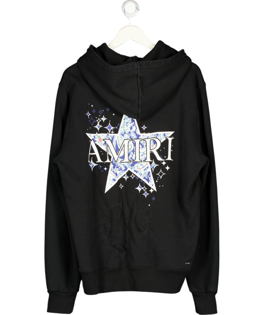 AMIRI Paisley Star Cotton Jersey Hoodie In Black UK M