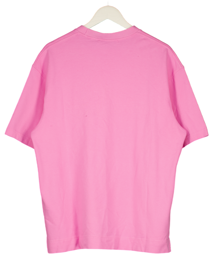 Acne Studios Bubble Pink Embroidered Logo Relaxed Fit T-shirt UK S