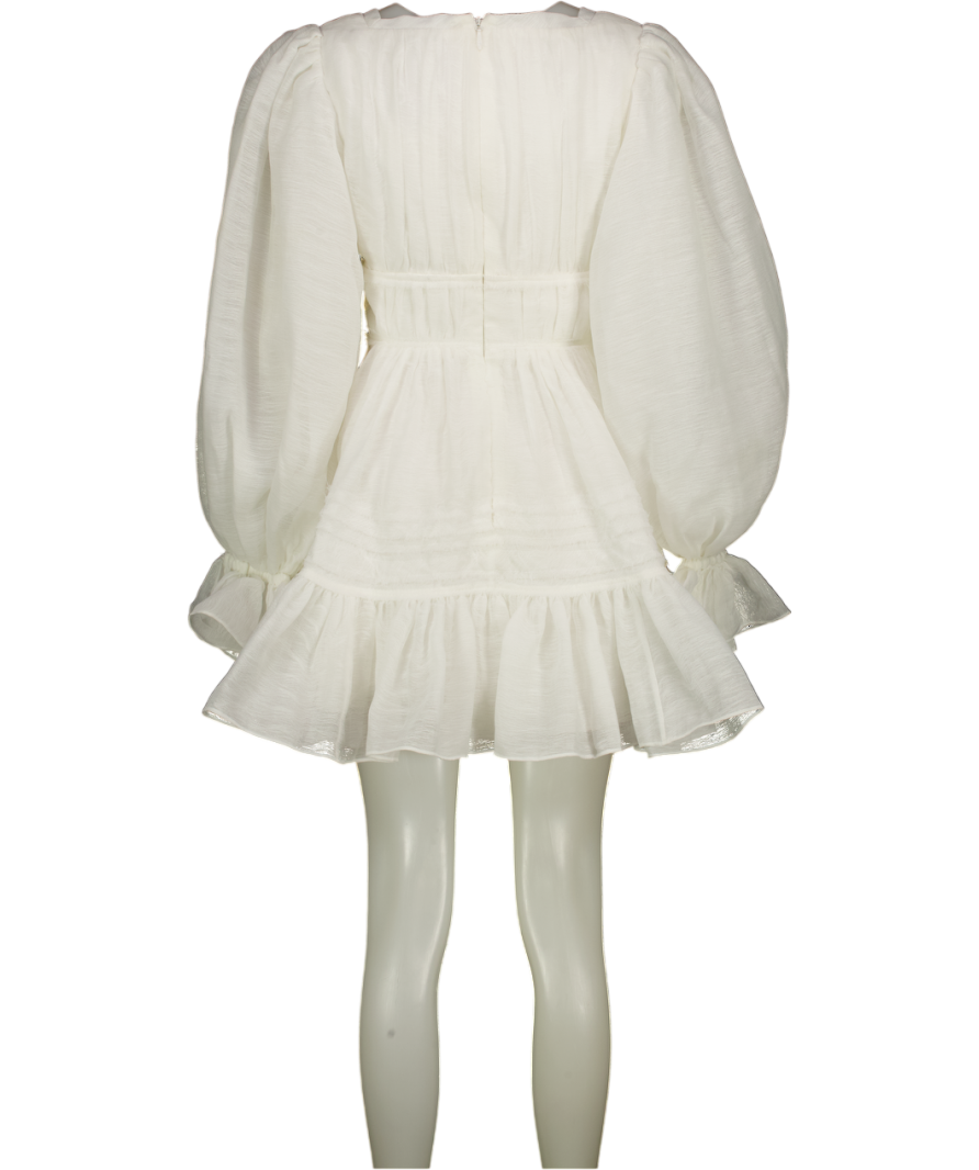 AJE. Impression White Square Neck Long Sleeve Mini Dress UK 8