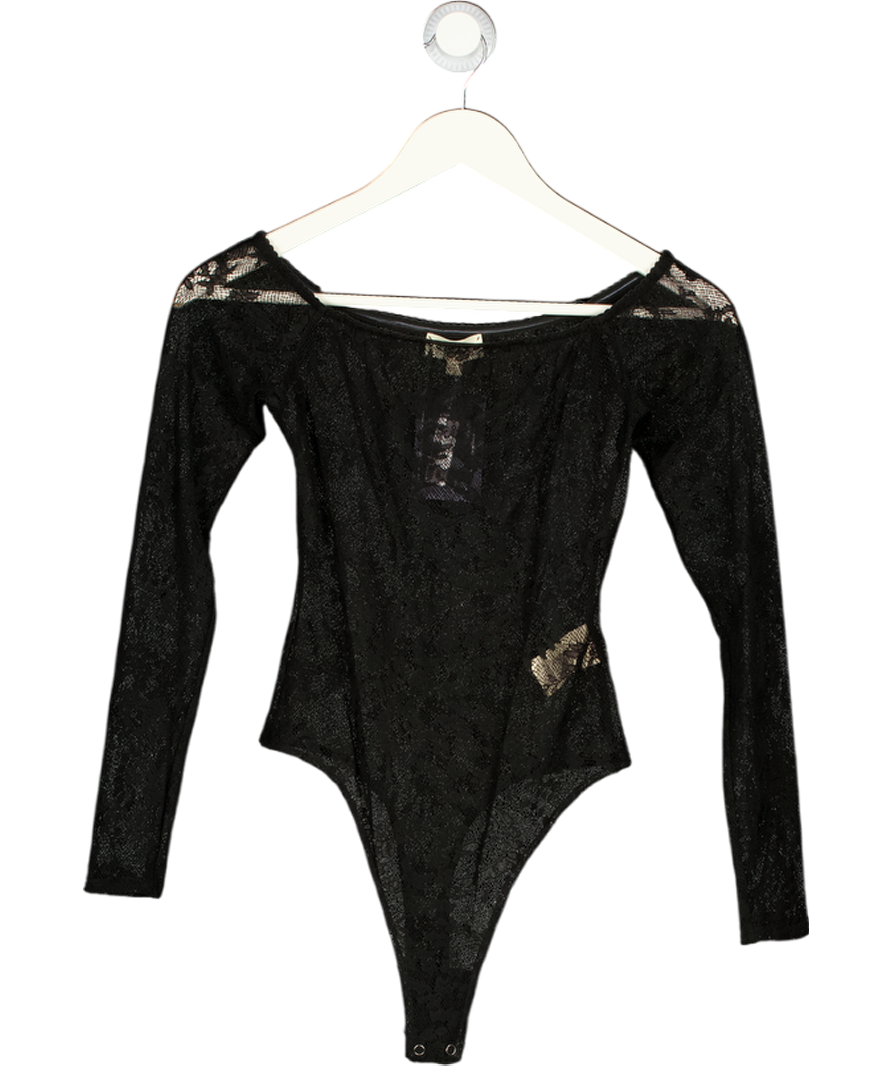 L'AGENCE Black Peonie Lace Bodysuit UK S