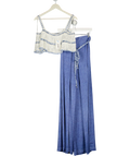 MY BEACHY SIDE Blue 2-piece Crochet Top And Wide Leg Trouser Set UK M