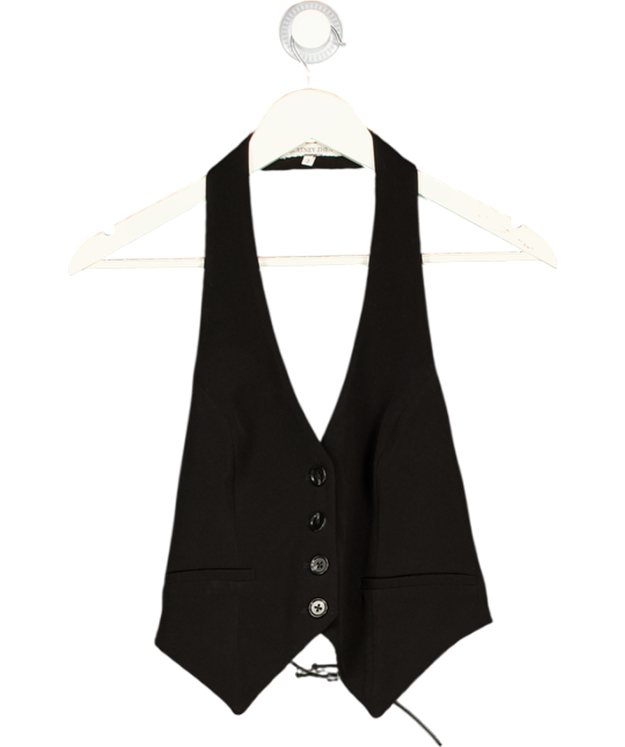 COURTNEY ZHENG Black Belt Back Waistcoat Top Sz3 UK S/M