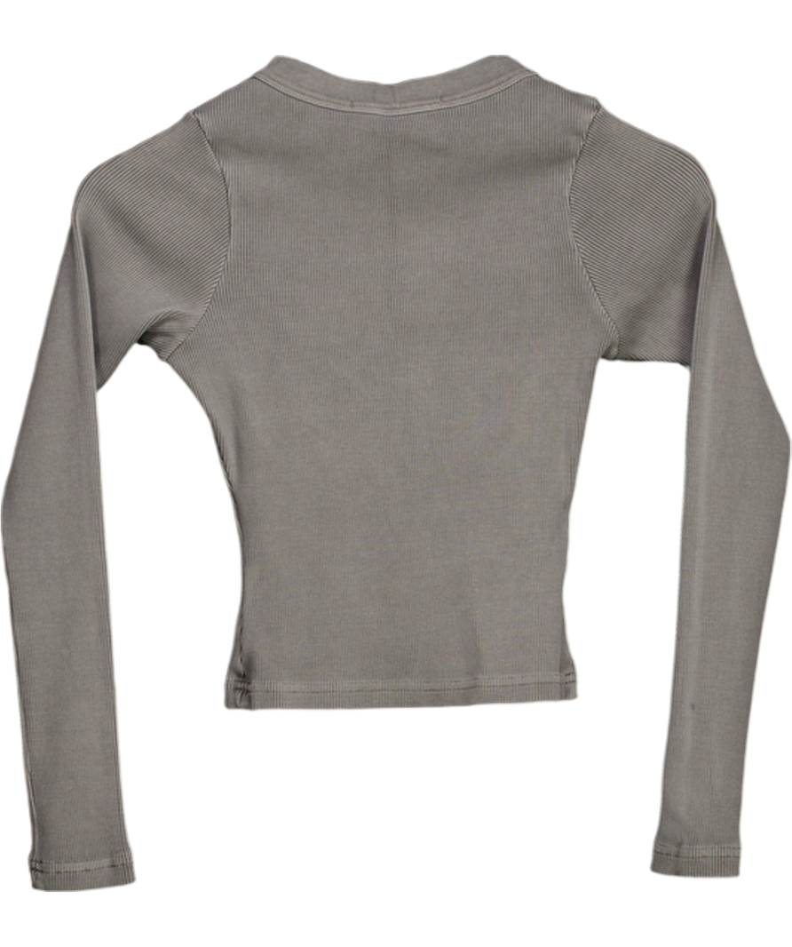 Milana Studios Washed Ash Grey Ribbed Long Sleeve UK S