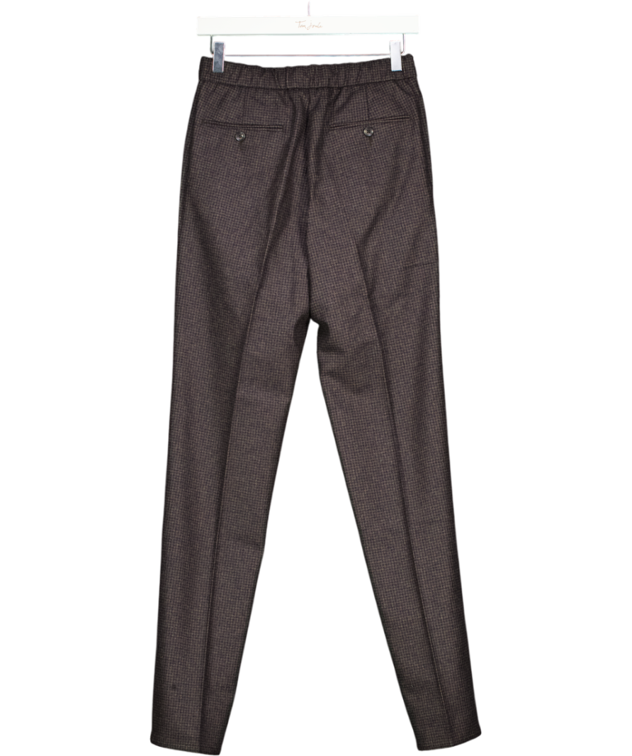 SUITSUPPLY Brown  / Black Houndstooth Pure Wool Ames Drawstring Trousers W26