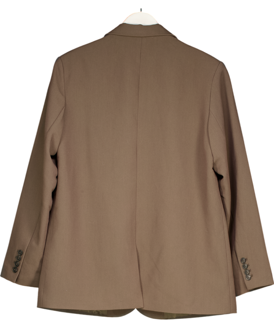 NA-KD Brown Oversize Single Breasted Blazer UK 10