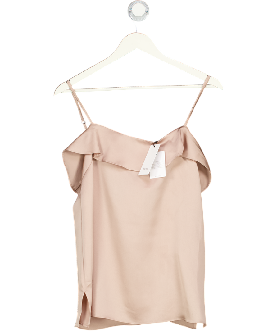 REISS Dusty Pink Jessica Frill Front Cami Top UK 12