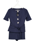 River Island Blue Navy Slash Neck Peplum Playsuit UK S