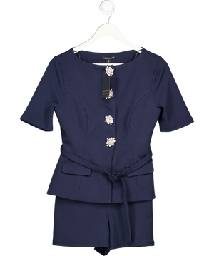 River Island Blue Navy Slash Neck Peplum Playsuit UK S