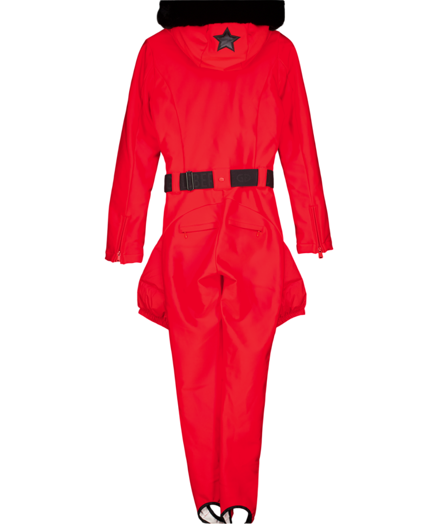 GOLDBERGH Luxury Red Glisser Faux Border Ski Suit UK 8