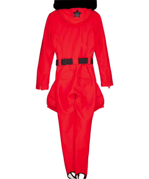 GOLDBERGH Luxury Red Glisser Faux Border Ski Suit UK 8