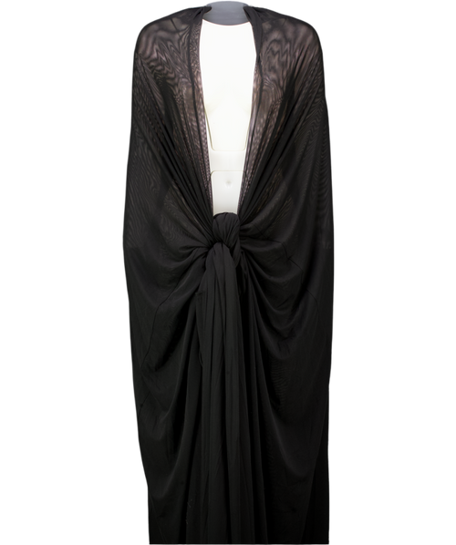 BBXBRAND Black Aluya Mesh Draped Cape One Size
