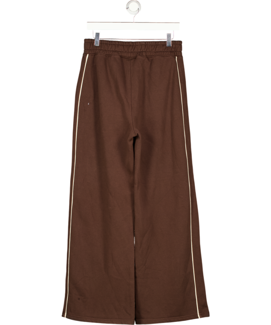 REASN Chocolate Brown High Waist Wide Leg Joggers UK 12