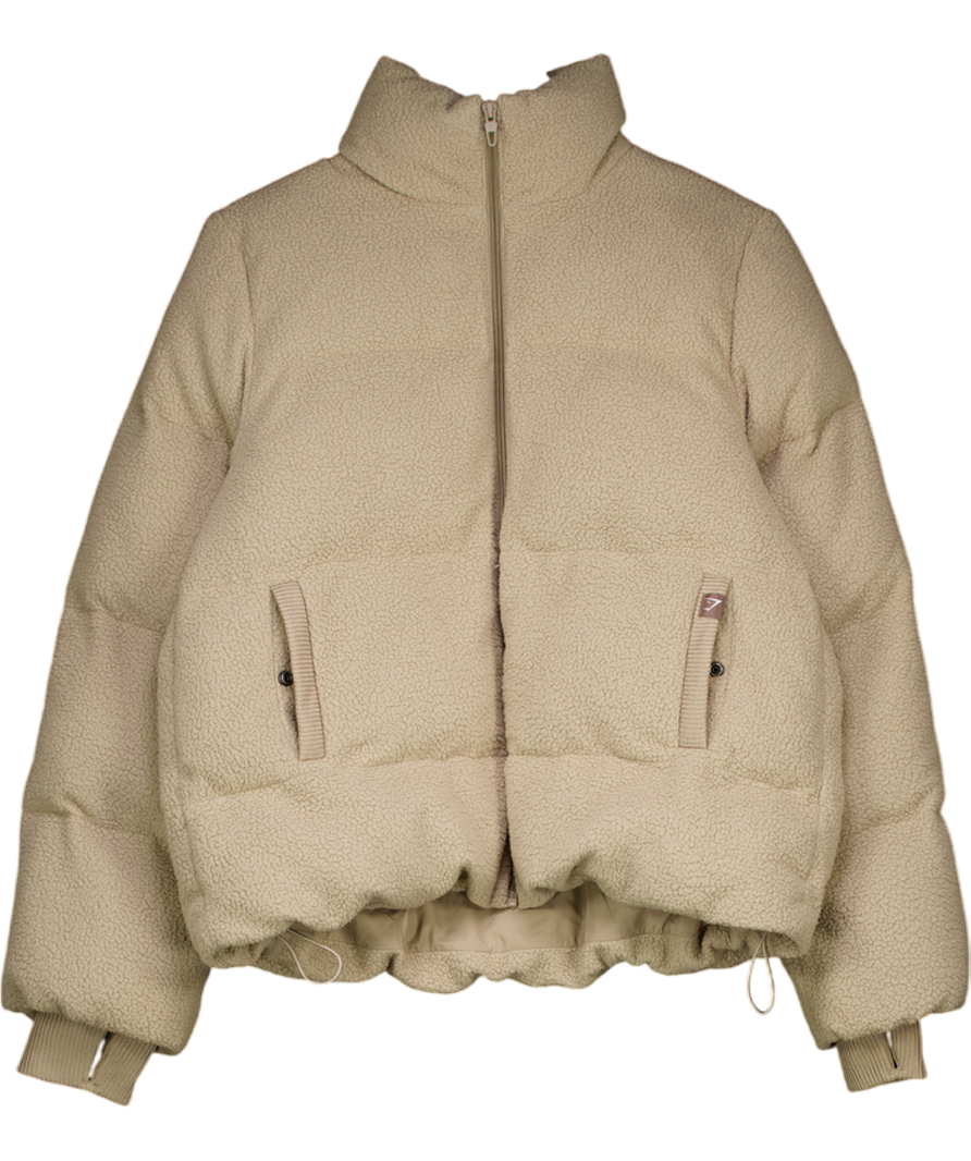 gymshark Beige Sherpa Puffer Jacket UK S