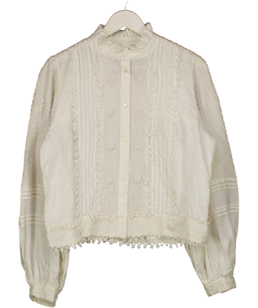 Skall White Lace Inset Blouse UK M